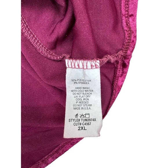 E.‎ Luna Crushed Velvet Cami Tank 2XL Top Red Plus New! Spaghetti Strap Stretch - Picture 8 of 8